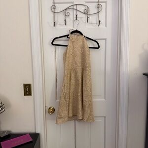 GAP Gold Halter Fit-and-Flare Dress